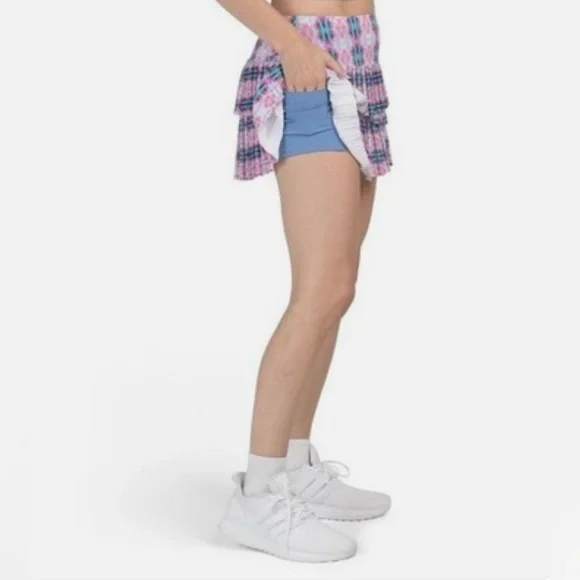 NWT Lucky in Love Women's Tennis Skort Pink Blue Geometric Stretch Lightweight - Picture 3 of 4